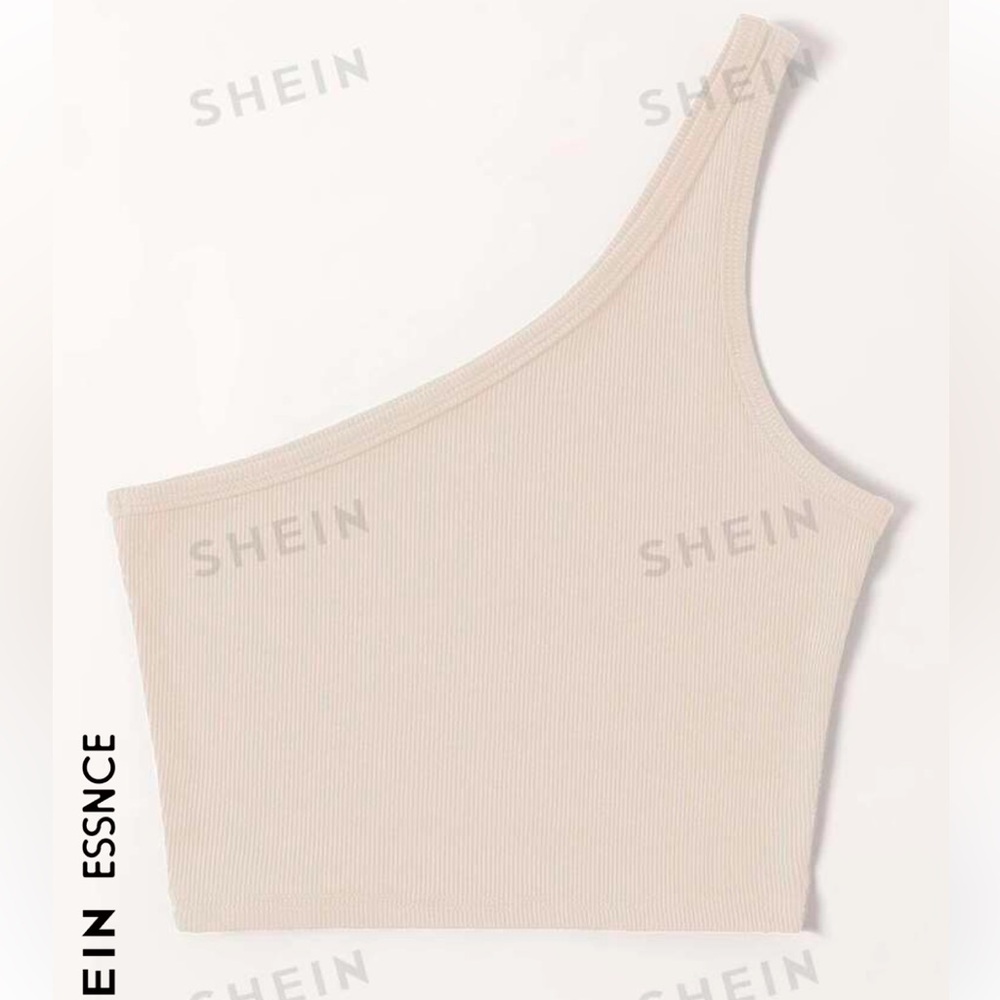 SHEIN tan one shoulder tank top
